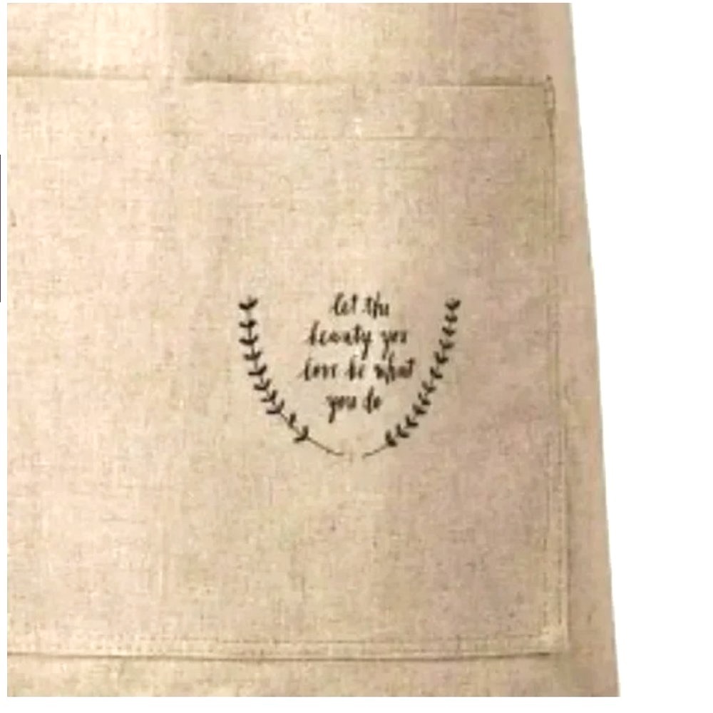 Rae Dunn Classics Tan Linen Blend Apron Unisex Adult Size S/M - Picture 3 of 12
